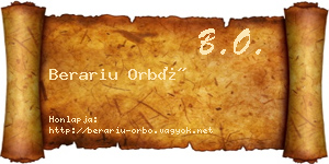 Berariu Orbó névjegykártya